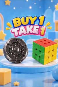 BUY 1 TAKE 1 Magnetic Fidget Toy for Kids Stress Relief Sensory Long Spin ADHD Anxiety Relief Black + Rubiks Cube-Style Fidget Toy—A Squeezable Stress-Relieving Puzzle Toy Suitable For Both Children And Adults COD