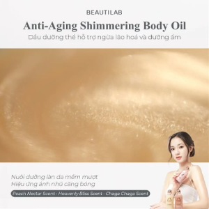 Dầu dưỡng thể dưỡng ẩm da có ánh nhũ Beautilab Anti-Aging Shimmering Body Oil 100ml