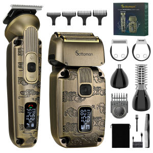 Hatteker | Hatteker Electric Shaver with Triple-Net Blade Head Waterproof Razor LCD Display Hair Trimming Machine for Mens Grooming