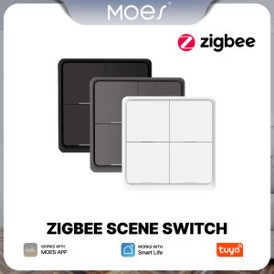 Moes Tuya ZigBee Wireless Scene Switch Smart Devices 12 control modes Handheld Push Button Setup Home Automation Scenario 2MQTT