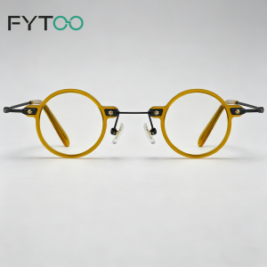 FYTOO Titanium Eyeglasses Frame | Small Round Optical Glasses for Men & Women Prescription Ready 1941-22