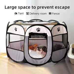 Large Cat Delivery Room Folding Pet Dog Cat Tent House Octagonal Pet Playpen Pregnant Cat To Be Delivered Mother Cat Tent 3 Colors