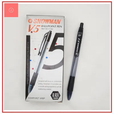 Vifo - Pen Gel Snowman V5 Pulpen 0.7 Warna Hitam 1 Kotak Isi 12