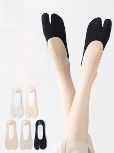 Miiow | Ice Silk Separate Toe Boat Socks Womens Thin Non Slip Cotton Bottom Invisible Summer Spring Lightweight Breathable Anti bacterial