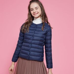 New Lightweight Cotton Jacket Womens round Neck Short V-Neck Inner Liner Thin Outerwear Coat Warm Stylish Casual Loose Fit