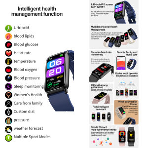 NineWind TK72 smart bracelet uric acid blood lipid non-invasive blood sugar heart rate blood pressure blood oxygen monitoring smart health sports bracelet