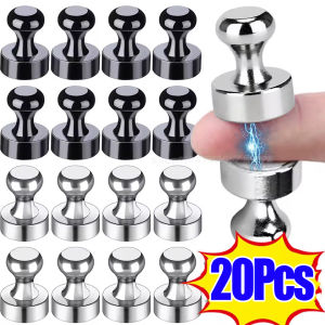 20/10Pcs Polished Silver Magnetic Push Pins / Map Whiteboard Magnets / Fridge Stickers / Strong Magnetic Hooks