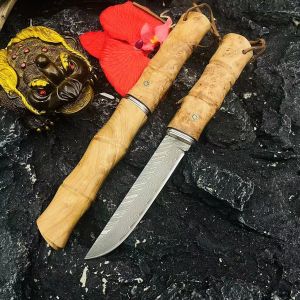 มีดทันโตะ ดามัสกัสแท้ แกนกลางVG10 เปิดคม พกพาง่าย ด้ามไม้แท้ มีดพก EDC Camping Survival พร้อมส่ง