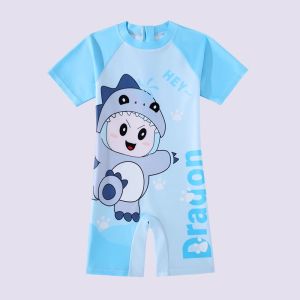 Childrens One-Piece Swimsuit Long Sleeve Quick Dry Swimming Suit Boys Sun Protection Fitness Aquaticwear Sportswear