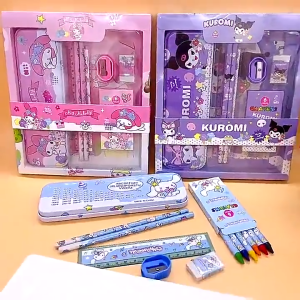 Sanrio Kuromi School Gift Box Cute Stationery Set for Kids with Pencil Ruler Primary Student Pack