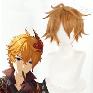 Wig Tartaglia Cosplay Genshin Impact Rambut Orang Dewasa/Anak-Anak Dapat Menggunakannya