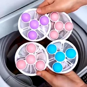 5ชิ้น ถุงกรองตาข่ายลอยน้ำสำหรับเครื่องซักผ้าแบบใช้ซ้ำได้ / ถุงกรองเศษผมลอยน้ำ / ถุงกรองเศษผมสำหรับเครื่องซักผ้าแบบพกพา / ลูกบอลตาข่ายสำหรับทำความสะอาดเครื่องซักผ้าในบ้าน