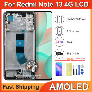 For Xiaomi Redmi Note 13 4G 6.67 AMOLED LCD Display with Frame Touch Screen Digitizer Assembly 23129RAA4G 23124RA7EO