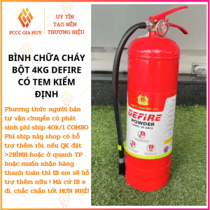 Bình chữa cháy bột ABC 4kg DEFIRE (Có tem kiểm định).