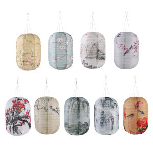 โคมไฟพลังงานแสงอาทิตย์สไตล์ญี่ปุ่นโคมไฟเทศกาล LED ผ้าไนลอนโคมไฟตกแต่งไฟสวนกลางแจ้งงานปาร์ตี้