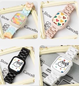 Spring Rainbow Candy Resin Strap for Xiaomi Redmi Watch 5 Active Strap / Redmi Watch 5 Lite Strap / Redmi Watch 3 Active Strap Smart Watch Band Nylon Braided Strap with Silicone Protective Case for Redmi Watch 5Active 5Lite Strap