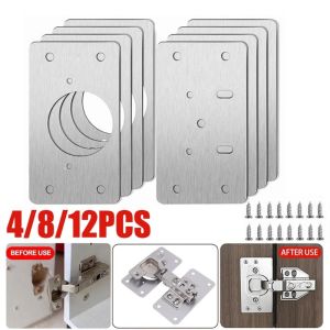 YESPERY 4/8/12Pair Hinge Repair Plate Cabinet Furniture Drawer Table Repair Mount Tool Hardware Stainless Steel Hinge Fixing Plate