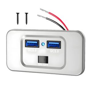 12V RV USB Outlet 30W PD Type-C & QC3.0 18W USB Port Car Charger Socket Wall Mount Panel Adapter for Car Boat Bus ATV UTV Camper