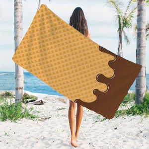 Chocolate Wafer Tile Quick Drying Microfiber Beach Towel Lightweight for Swimming Camping Yoga - Bath Towel