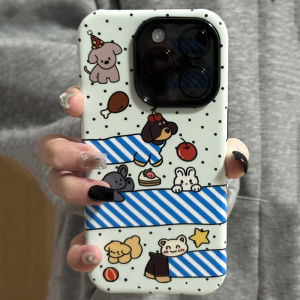 Cute Cartoon Polka Dot Sausage Dog Soft Phone Case Full Cover for 16promax 15 Female Model 14 All round 13 Niche 12 Premium Feel XR Hybrid plus