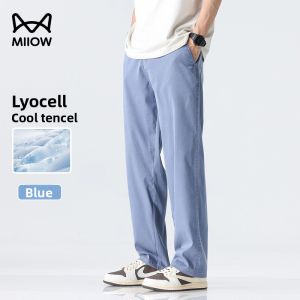 MiiOW | Mens Casual Ice Silk Sports Pants Breathable Cool Sensation Quick Dry Straight Leg Summer Leisure Trousers Youth Active Style