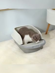 EGG Cat litter box Semi-Open box with tray deodorised leak-proof cat litter Free cat shovel COD