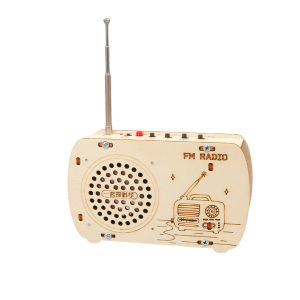 Wooden Radio Kit DIY Educational STEM Building Toy Retro FM Science Experiment Kit 3D Puzzle Craft Birthday Gift for Kids Teens