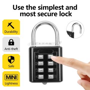 8-digit Combination Outdoor Button Waterproof Fixed Random Code Padlock Zinc Alloy Luggage Travel Smart Lock Anti-theft