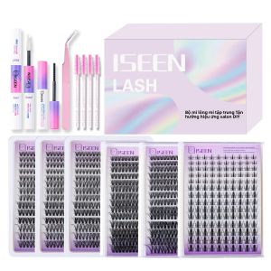 Bộ Dụng Cụ Làm Mi Giả ISEEN Gồm Keo Dán Mi Dung Dịch Tẩy Keo Nhíp 6 Cọ 4 Cụm Mi Thích Hợp Làm Quà Tặng Dịp Lễ Hội