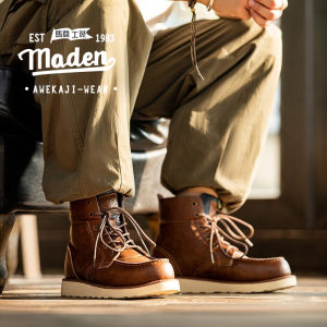 Maden Thương Hiệu Quần Áo Lao Động Phong Cách 2025 Mùa Đông Mới Cao Đường Phố Cao Đẳng Thời Trang Cao bốt bảo hộ lao động Ve Áo Retro Của Người Đàn Ông Của Mùa Đông Phong Cách Anh Quốc Denim cao cổ bốt da bốt cổ ngắn đa năng