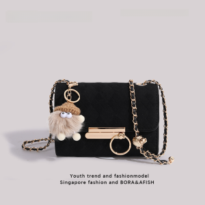 Black Small Golden Balls Shoulder Chain Bag Fancy Niche Style Birthday Gift Small Bag Female 2023 New Crossbody Bag