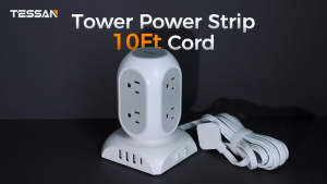 TESSAN Surge Protector Extension Cord Power Strip with USB Ports Heavy Duty Extension Outlet Socket for Home/Office