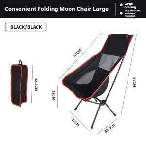 Portable High Back Camping Chair with Mesh Foldable Moon Chair For Adults Kids/Outdoor Fishing Beach Seat