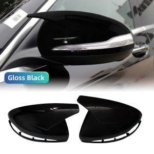 For Mercedes-Benz E GLC S C Class W205 W213 X253 W222 W238 Rearview mirror cover Carbon fiber Glossy Black look Auto parts