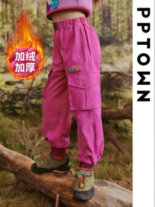 PPTOWN | Thickened Warm Winter Childrens Workwear Pants