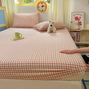 ผ้าปูที่นอนสไตล์ลายสก๊อตผ้าคลุมเตียงที่เหมาะกับผิวผ้าปูที่นอนยืดหยุ่นสำหรับเด็กผู้หญิงห้องเด็กชายคูเวร์ ลิทผ้าปูที่นอนบ้าน (ไม่มีปลอกหมอน)