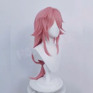 【85cm】 Cosplay Yae Miko Wig Anime Wig Wig Merah Jambu Yae Miko Genshin