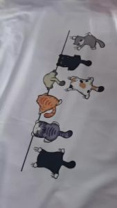 Cat Rope Cartoon Cats Print Tshirt Short Sleeve Crew Neck Casual Top for Summer Spring Womens Clothing