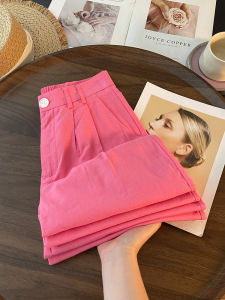 PAIBOLI | High Waist Wide Leg Pink Casual Pants Womens Summer Fashion Loose Straight Cut Trousers For All Body Types Rectangular Apple Sandglass Pear Inverted Triangle