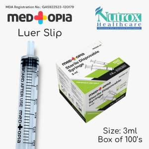 Medtopia Sterile Syringe Luer Lock / Luer Slip with multiple sizes | Box of 100/50/25 Pcs