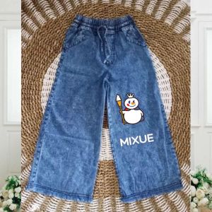 Celana Kulot Jeans Anak Mixue Rawis 7-12 Tahun Snow Biru