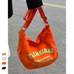 Letter Canvas Bag Female Summer New Arrival Tide Fashion Commuter Bag Tote Bag Student Class Large-Capacity Crossbody Bag