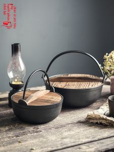 Nồi Nấu Súp Bằng Sắt Nguyên Khối Dày Kiểu Nhật Bản Không Cần Phủ Lớp Chống Dính Nồi Nấu Súp Kiểu Cũ Nồi Nấu Súp Lẩu Suki