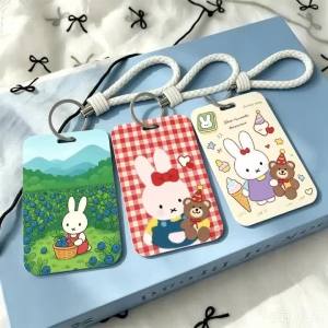 Miffy Cartoon ID Card Case Hanging Keychain Work Card Holder for Children Students Campus Bus Card Cover Toy Fashion Gifts