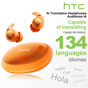 HTC NE76 Bluetooth Earphones AI Translator Earbuds Mini Invisible Sleep Earbuds Soft Wireless Headphones Orange