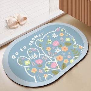 Absorbent Bathroom Mat Cartoon Soft Diatom Mud Slip Resistant Quick Dry Toilet Entrance Door Mat Carpet Home Use Floor Mat