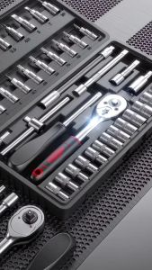 Set Kunci Socket Wrench 46 PCS Soket Kunci Pas Soket Kombinasi Peralatan Reparasi Motor - G 10028