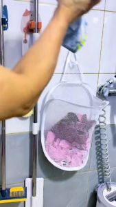 Folding Net Dirty Clothes Basket & Large Capacity No Punching Toilet Bin: A Self Adhesive Storage Solution