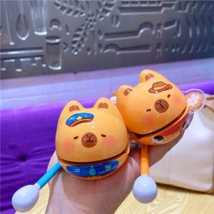 Creative Cartoon Beavers Joyful Stress Relief Healing Wooden Fish Keychain Pendant School Bag Decorations Cute Plush Design Gifts