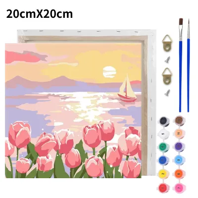 Miumiu Oil Painting By Numbers with Frame Paint Set Canvas Painting Wall Decor 20X20cm Girl Gifts